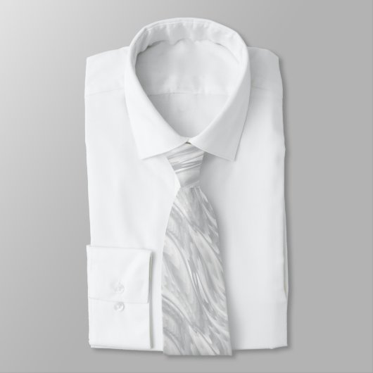 White en Silver Dust Silky Wave Pattern Stropdas (Gebonden)