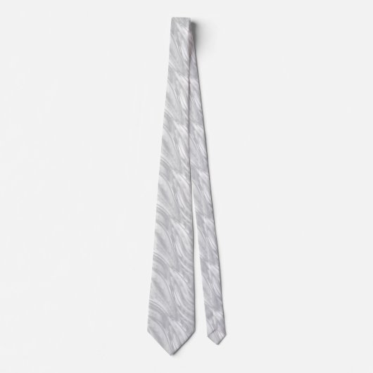 White en Silver Dust Silky Wave Pattern Stropdas (Voorkant)