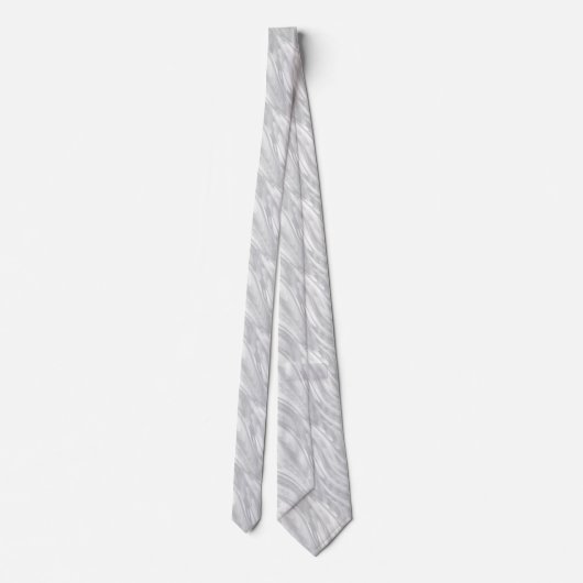 White en Silver Dust Silky Wave Pattern Stropdas (Achterkant)