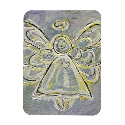 White en Silver Guardian Angel Custom Magnet Magneet (Verticaal)
