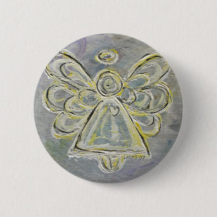 White en Silver Light Angel Button of Pin