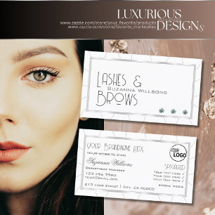 White en Silver Lijst Chic met diamanten en Logo Visitekaartje