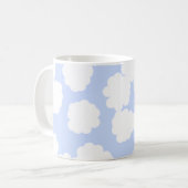 White en Sky Blue Clouds Pattern. Koffiemok (Voorkant links)