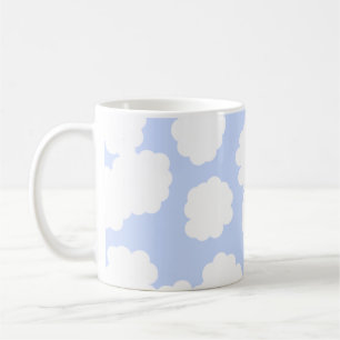 White en Sky Blue Clouds Pattern. Koffiemok