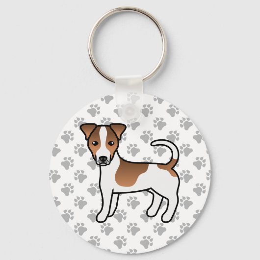 White en Tan Smooth Coat Jack Russell Terrier Dog Sleutelhanger (Voorkant)