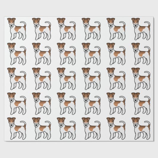 White en Tan Wire Fox Terrier Cute Dog Patroon Cadeaupapier (Vlak)