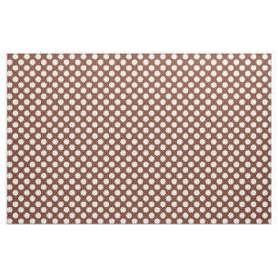 White en Terracotta Poka Dot Stof