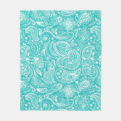 White en Turquoise Floral Paisley Pattern Fleece Deken (Voorkant)