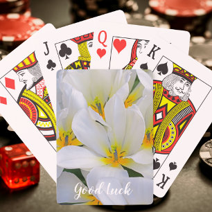 White en Yellow Flowers Good Luck Pokerkaarten