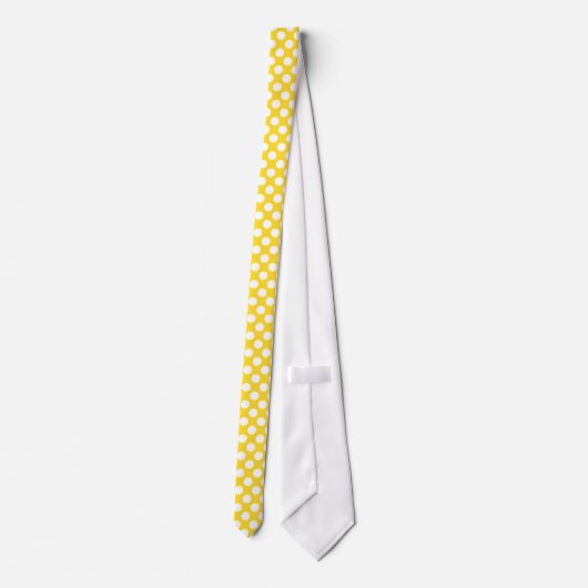 White en Yellow Polka Dot Pattern Stropdas (Achterkant)