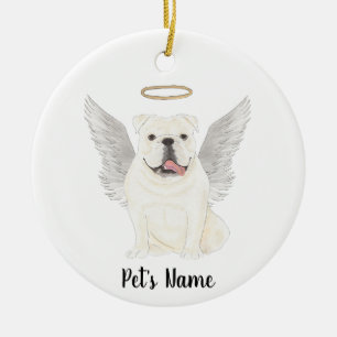 White English Bulldog Sympathy Memorial Keramisch Ornament