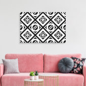 White Equal Sign Geometric Pattern op Black Canvas Afdruk (Insitu (Woonkamer))