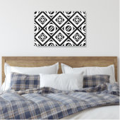 White Equal Sign Geometric Pattern op Black Canvas Afdruk (Insitu (Slaapkamer))