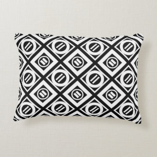 White Equal Sign Geometric Pattern op Black Decoratief Kussen