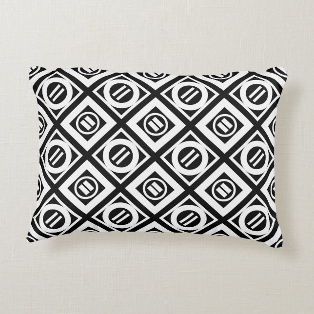 White Equal Sign Geometric Pattern op Black Decoratief Kussen (Achterkant)
