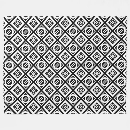 White Equal Sign Geometric Pattern op Black Fleece Deken (Voorkant (Horizontaal))