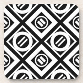 White Equal Sign Geometric Pattern op Black Onderzetter (Voorkant)