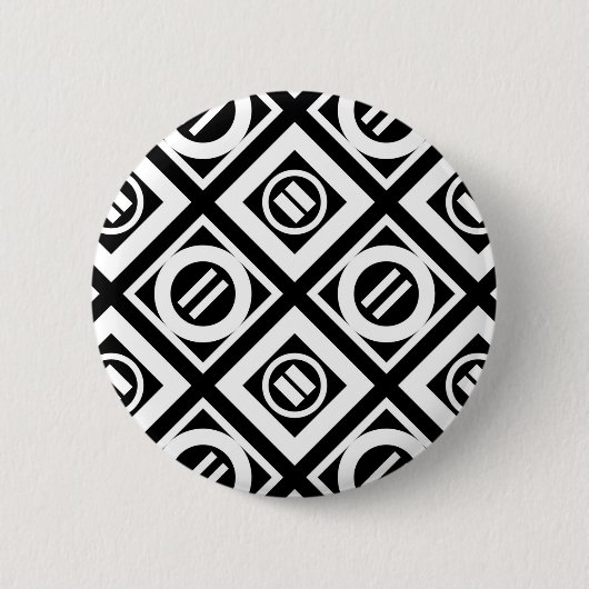 White Equal Sign Geometric Pattern op Black Ronde Button 5,7 Cm (Voorkant)