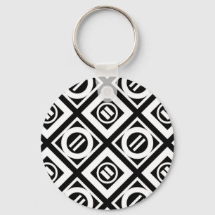 White Equal Sign Geometric Pattern op Black Sleutelhanger