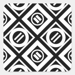 White Equal Sign Geometric Pattern op Black Vierkante Sticker