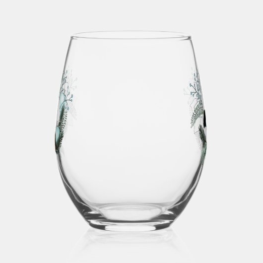 White Ermine Blue Christmas Snowflakes Wijnglas Zonder Voet (Links)