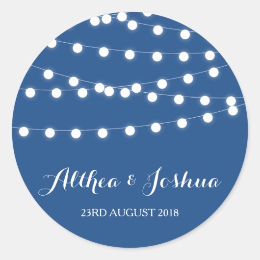 White Fairy Lights | Blauwweddenschappen Ronde Sticker (Voorkant)