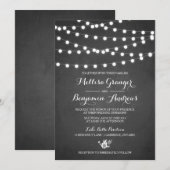 White Fairy Lights Chalkboard Wedding Invitation Kaart (Voorkant / Achterkant)
