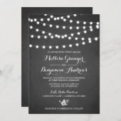 White Fairy Lights Chalkboard Wedding Invitation Kaart (Voorkant / Achterkant)