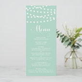 White Fairy Lights | Mint Wedding Menu Kaart (Staand voorkant)