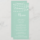 White Fairy Lights | Mint Wedding Menu Kaart (Voorkant / Achterkant)