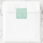 White Fairy Lights | Mint Wedding Monogram Sticker (Tas)