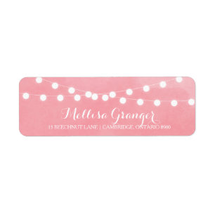 White Fairy Lights Roze Return Address Label