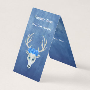 White Fantasy Deer Head Antlers Big Rozen Blue Visitekaartjes