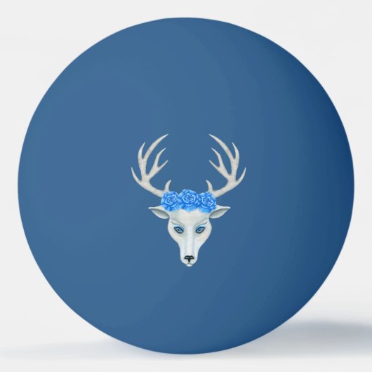 White Fantasy Deer Head Antlers Rozen Blue Eyes Pingpongballen (Voorkant)