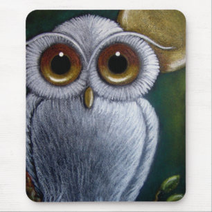 WHITE FANTASY OWL Mousepad Muismat