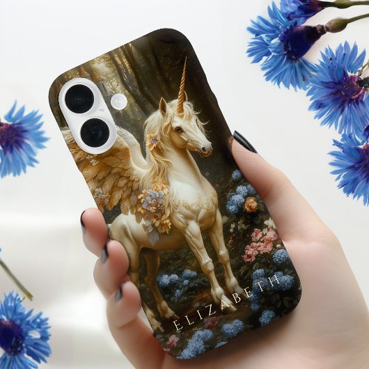 White Fantasy Pegasus Floral Woodland Castle Art Case-Mate iPhone Case