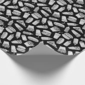 White Fast Food Icons Pattern Cadeaupapier (Hoek)