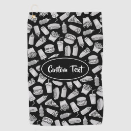 White Fast Food Icons Pattern Golfhanddoek