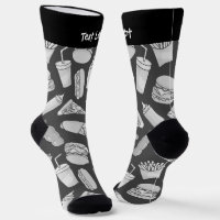 White Fast Food Icons Pattern Socks