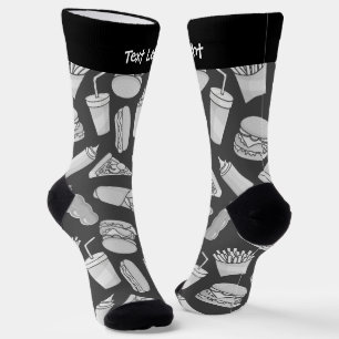 White Fast Food Icons Pattern Socks Sokken