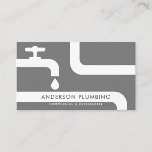 White Faucet & Pipes Plumbing Grey Visitekaartje