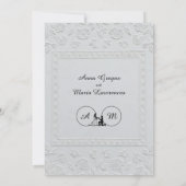 White Faux Embossed Floral Relief Formal Wedding Kaart (Achterkant)