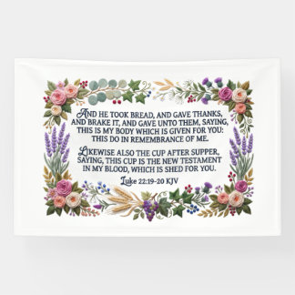 White Faux Embroidery Communion Luke 22:19-20 KJV Spandoek