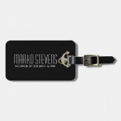 White Faux Glitter & Gold Nautical Anchor Bagagelabel (Voorkant horizontaal)