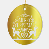 White Faux Gold Merry keramisch Ornament (Links)