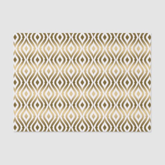 White & Faux Gold Quatrefoil Geometric Pattern Tissuepapier (Voorkant)