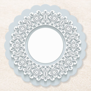 White Faux Lace Elegant  Papieren Onderzetters