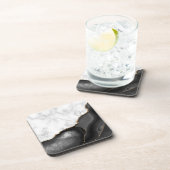 White Faux Marble Black Agate Gold Glitter Bier Onderzetter (Rechterzijde)