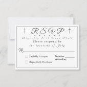 White Faux-Satin Monogrammed Response Kaart (Voorkant)