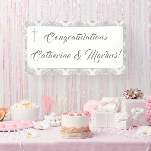 White Faux Satin Spandoek (Feest)